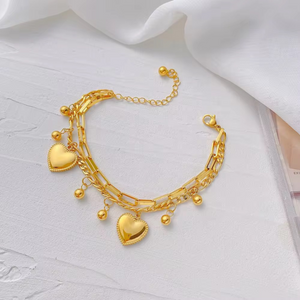 Golden Heart's Charm Bracelet