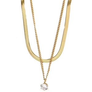 Golden Layer Stone Necklace