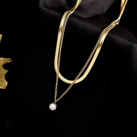 Golden Layer Stone Necklace