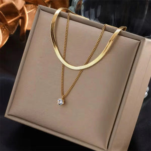 Golden Layer Stone Necklace