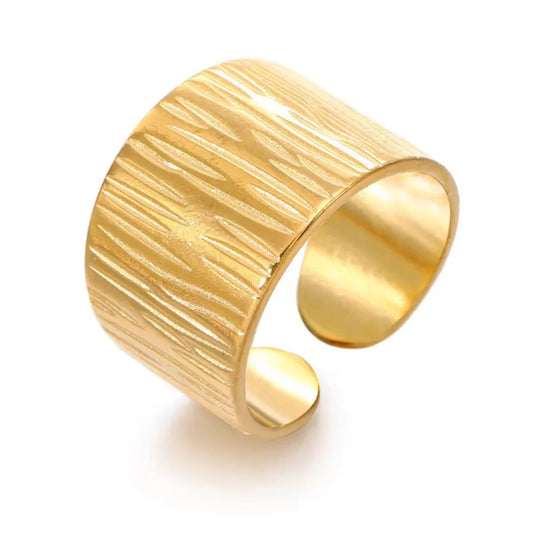 Golden Horizon Textured Band Ring