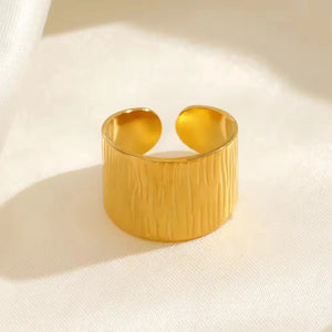 Golden Horizon Textured Band Ring
