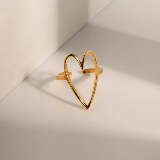 Golden Heart Outline Ring