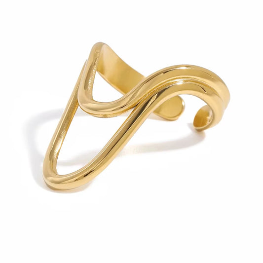 Abstract Wave Gold Ring