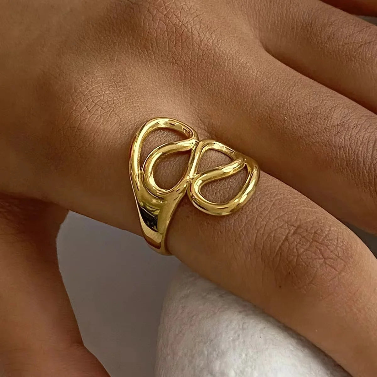 Gold Abstract Adjustable Ring