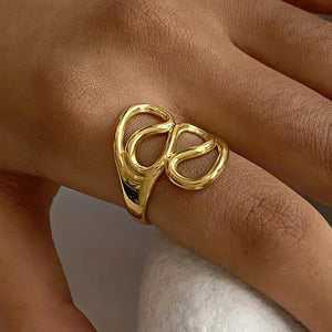 Gold Abstract Adjustable Ring