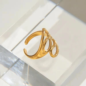 Gold Abstract Adjustable Ring