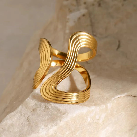 Wavy Abstract Gold Ring