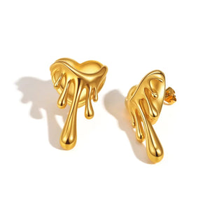 Gold Melting Heart Earring