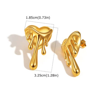 Gold Melting Heart Earring