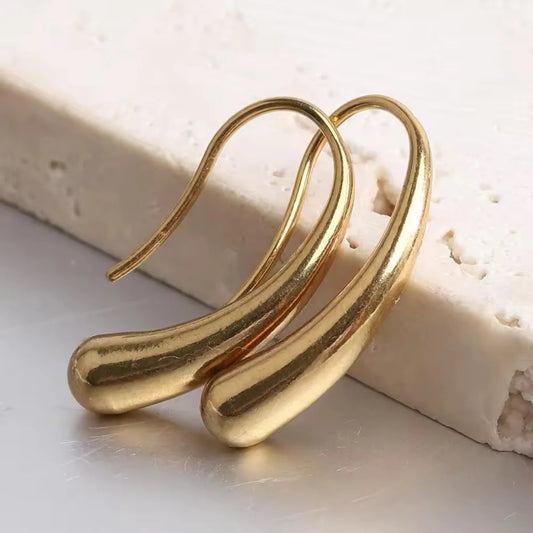 Gold Droplet Hook Earring