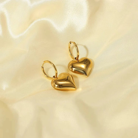 Golden Heart Drop Hoop Earring