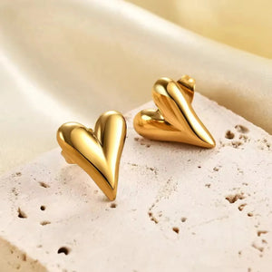Gold Heart Stud Earring