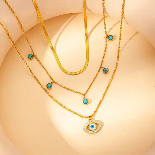 Turquoise Evil Eye Layered Necklace