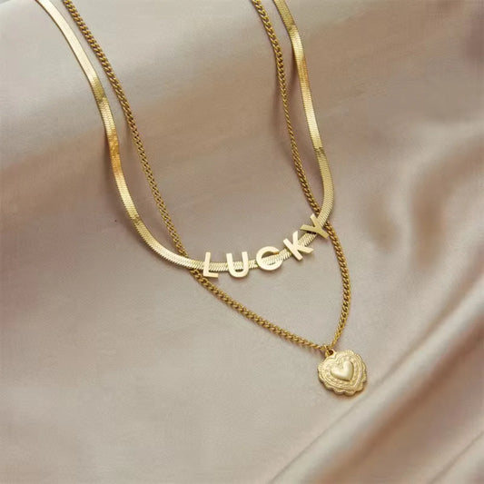 Lucky Letter & Heart Necklace