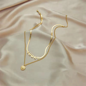 Lucky Letter & Heart Necklace