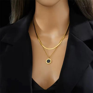 Black Onyx Double Layer Necklace
