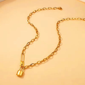 Lock & Link Statement Chain Necklace
