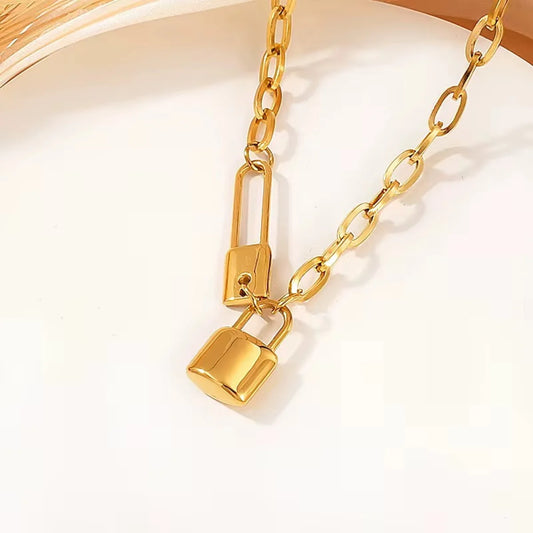 Lock & Link Statement Chain Necklace