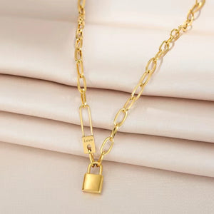 Lock & Link Statement Chain Necklace
