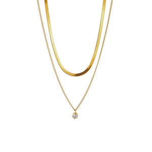 Golden Layer Stone Necklace