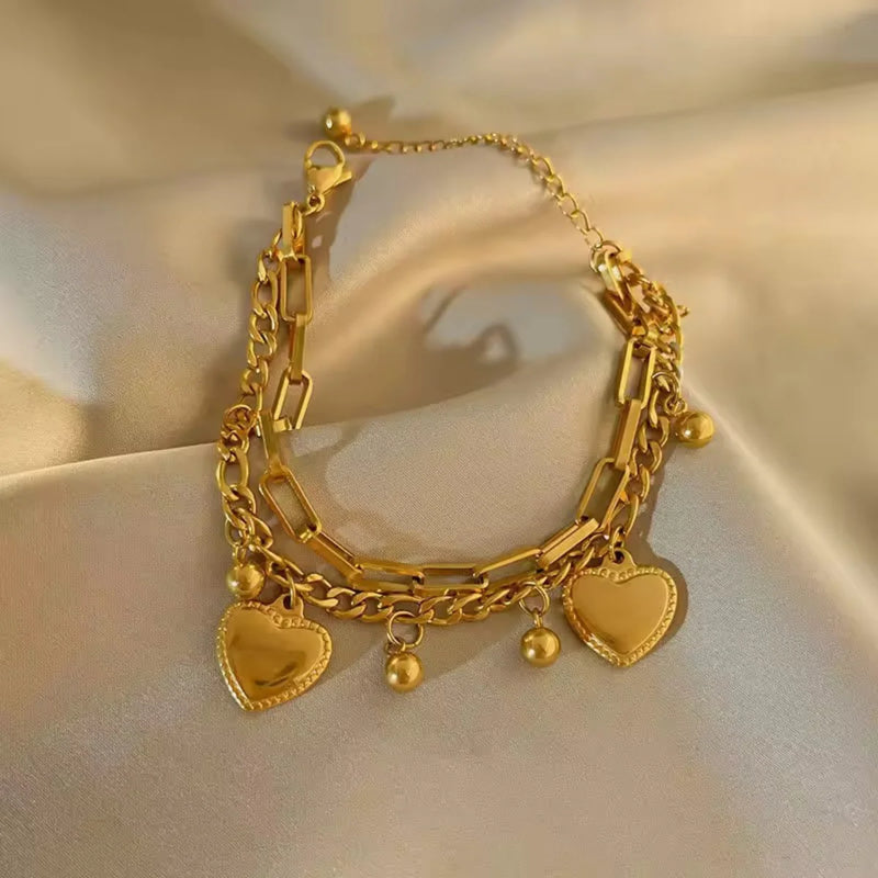 Golden Heart's Charm Bracelet