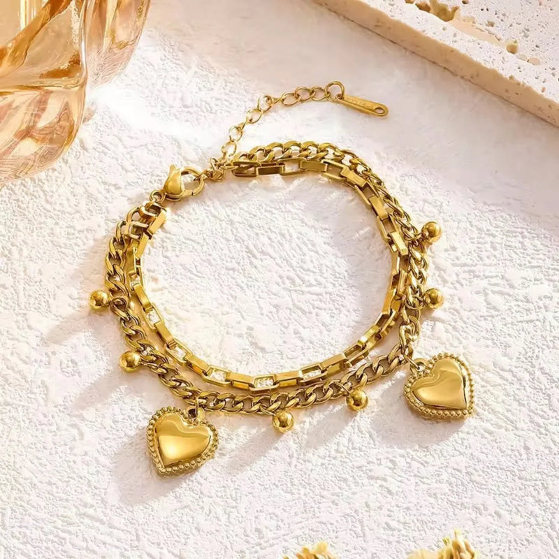 Golden Heart's Charm Bracelet
