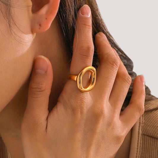 Golden Abstract Open Ring