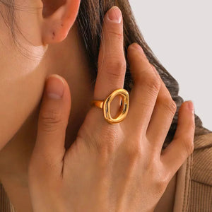 Golden Abstract Open Ring
