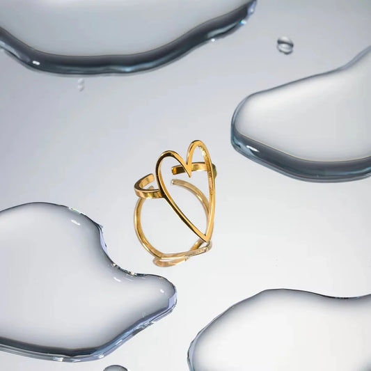 Golden Heart Outline Ring