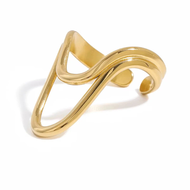 Abstract Wave Gold Ring