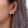 Rectangular Crystal Drop Chain Earring