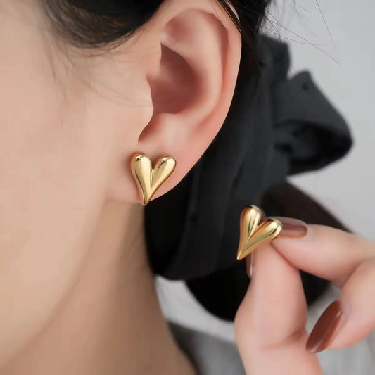 Gold Heart Stud Earring