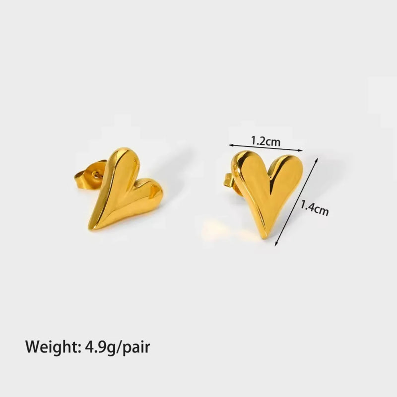 Gold Heart Stud Earring