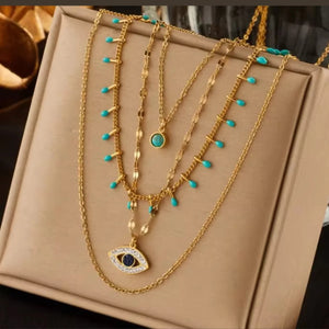 Evil Eye Four Layered Necklace
