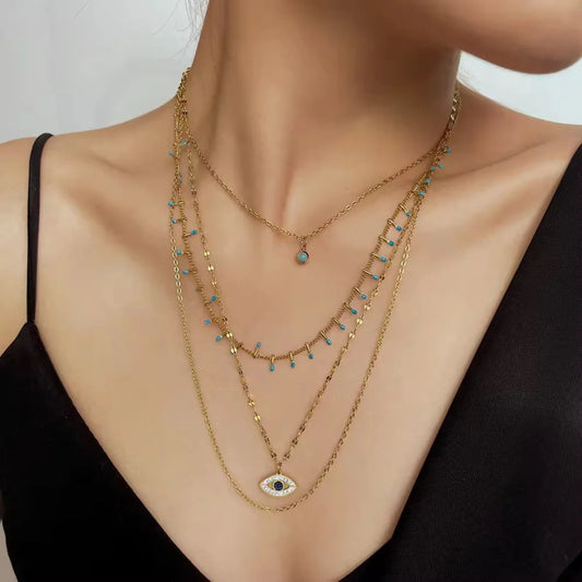 Evil Eye Four Layered Necklace
