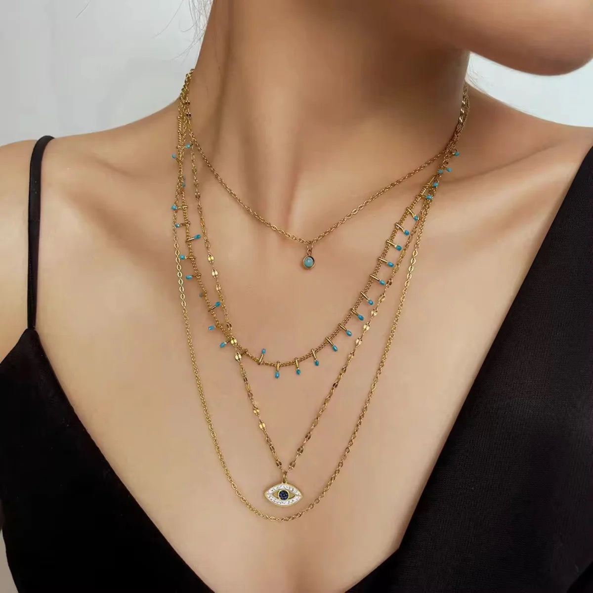 Evil Eye Four Layered Necklace