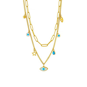 Evil Eye Charm Layered Necklace