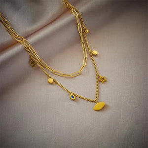 Evil Eye Charm Layered Necklace