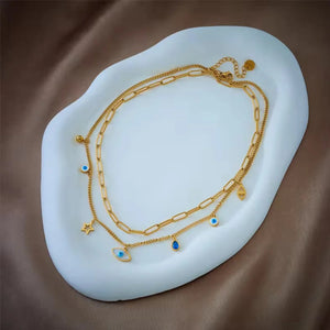 Evil Eye Charm Layered Necklace