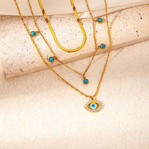 Turquoise Evil Eye Layered Necklace