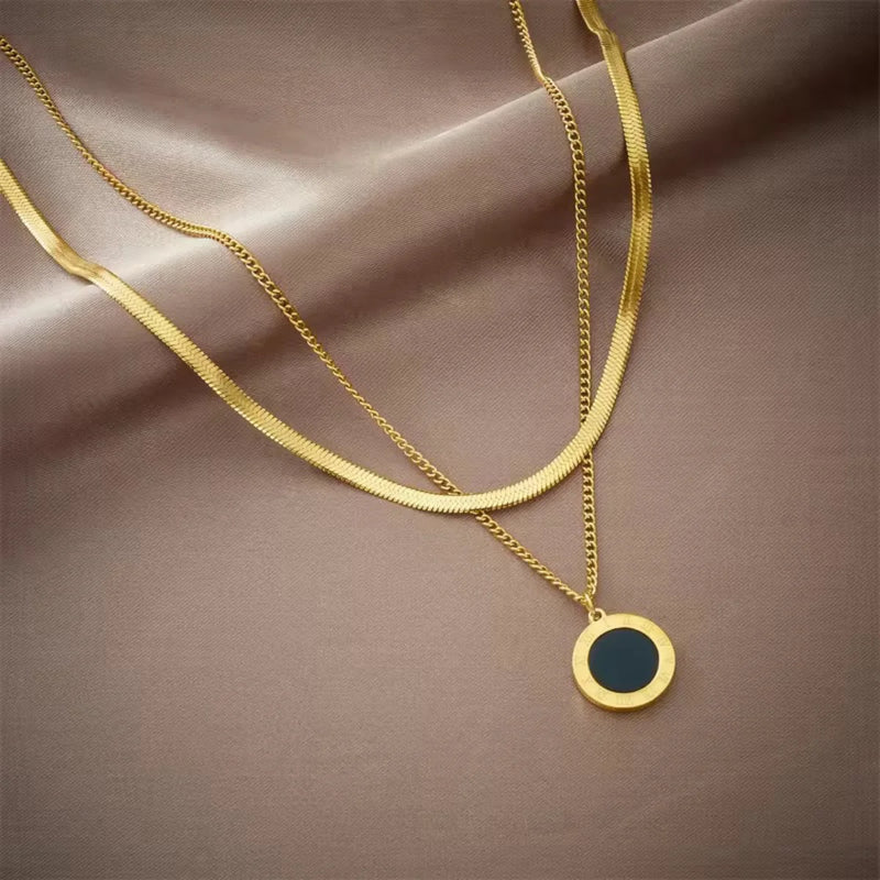 Black Onyx Double Layer Necklace
