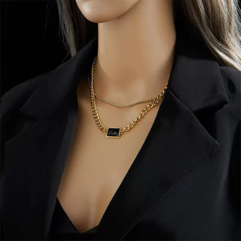 Midnight Rectangle Necklace