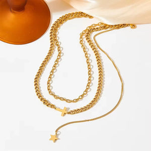 Cross & Star Layered Necklace