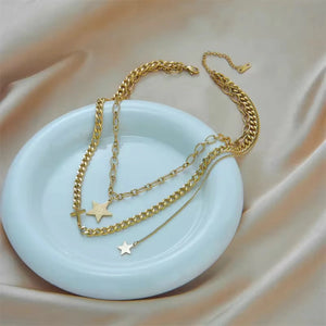 Cross & Star Layered Necklace