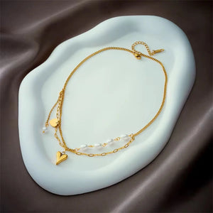 Pearl & Heart Layered Necklace