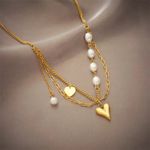 Pearl & Heart Layered Necklace