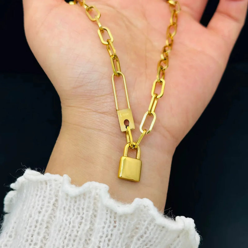 Lock & Link Statement Chain Necklace