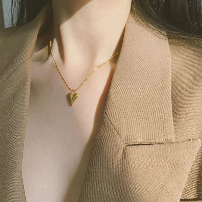 Golden Pulse Heart Necklace