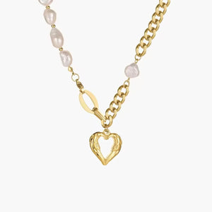 Pearl Link Heart Necklace